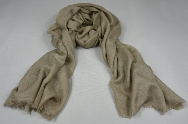 Vlněná jednobarevná šála - zelenohnědá/béžová