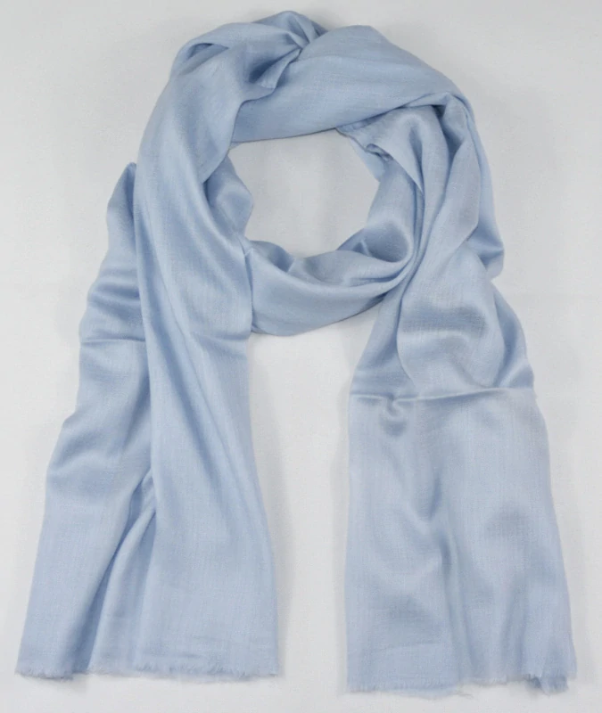 Vlněná jednobarevná šála - světlá nebesky modrá