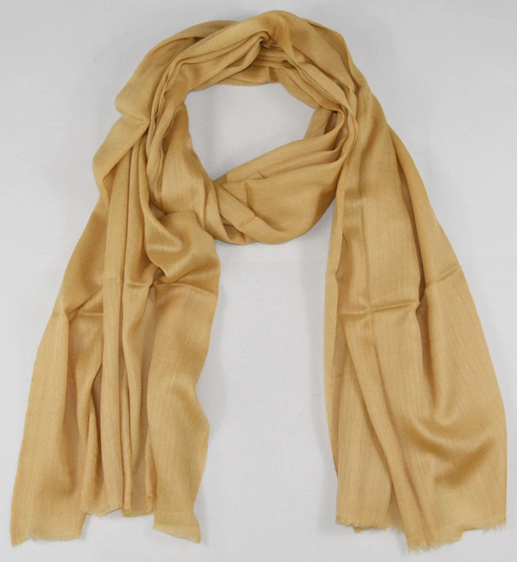 Vlněná jednobarevná šála - okrově žlutá