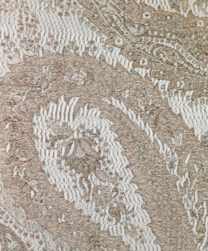 Hedvábná šála Jamawar malá - Smetanová a okrově hnědá s ornamenty