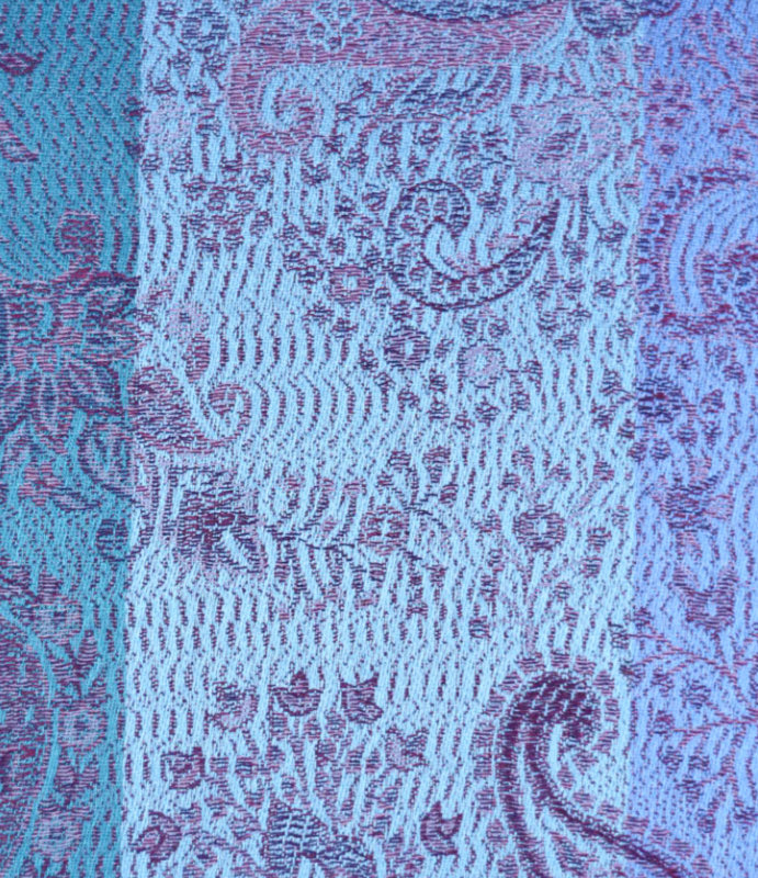 Hedvábná šála Jamawar velká - Tyrkysová a nebesky modrá s ornamenty