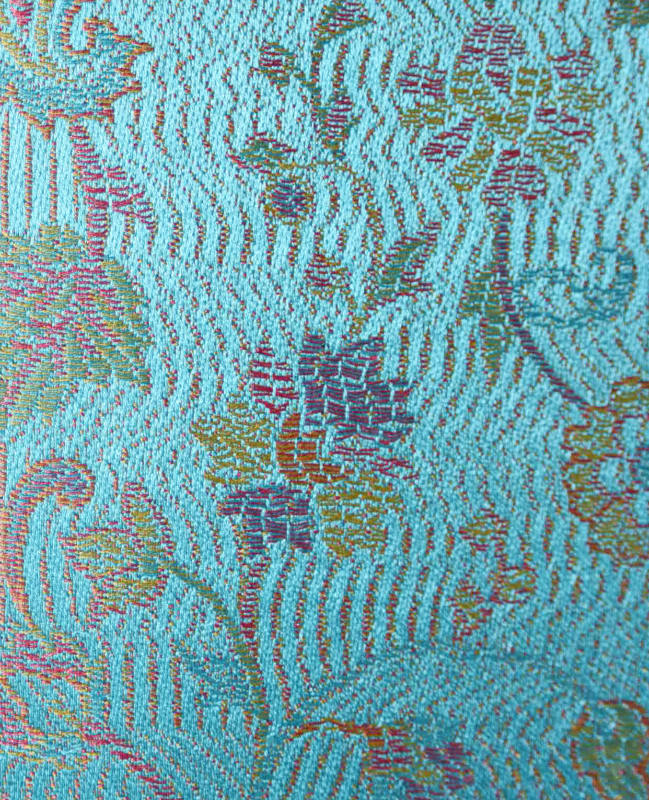 Hedvábná šála Jamawar střední - Azurová s ornamenty