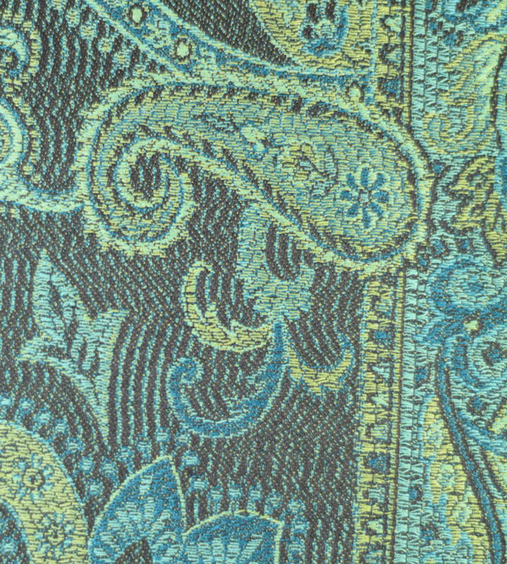 Hedvábná šála Jamawar velká - Černá a modrá s ornamenty