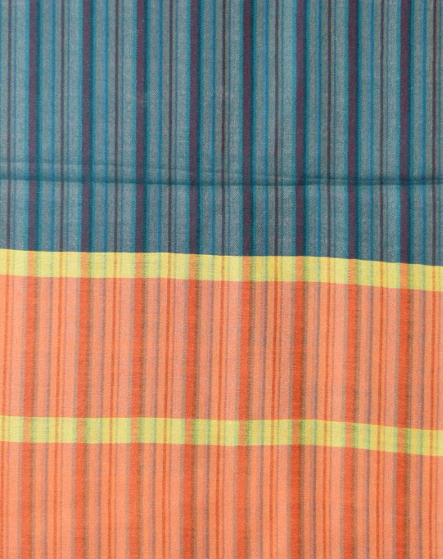 Hedvábná šála Šrínagar - Šedooranžová s pruhy