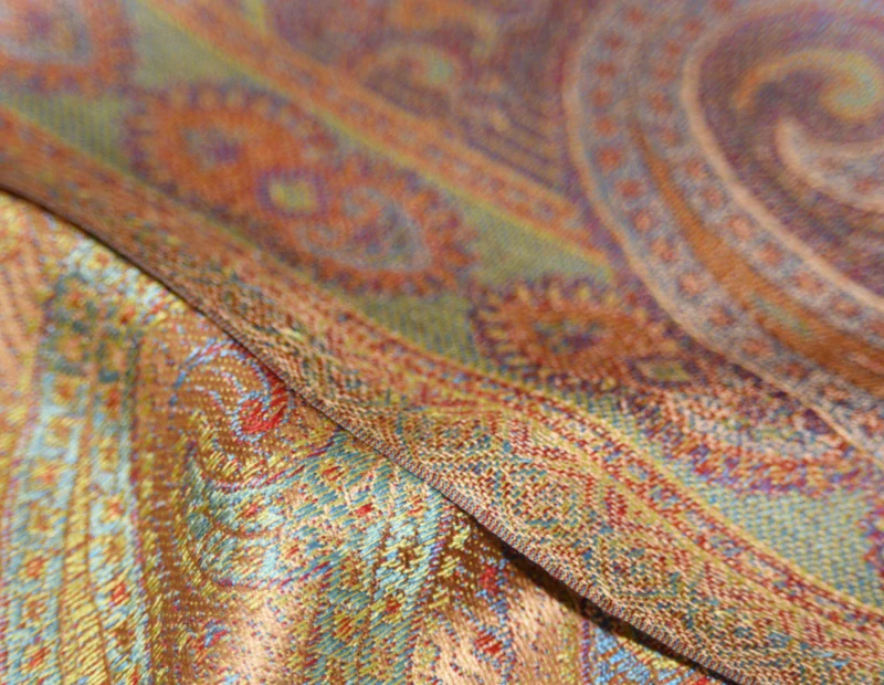 Hedvábná šála Jamawar střední - Bronzová 2