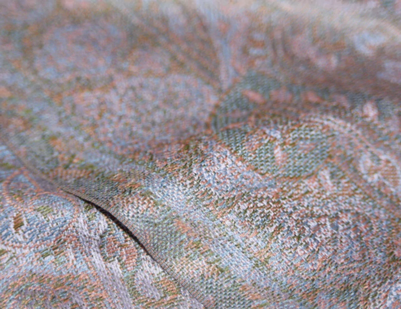 Hedvábná šála Jamawar malá - Šeříková a oranžová s ornamenty