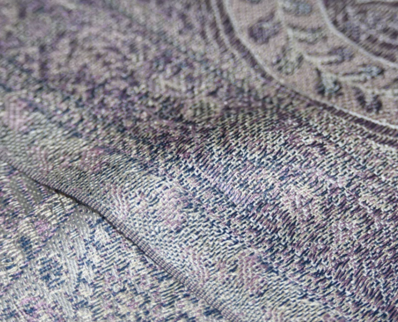 Hedvábná šála Jamawar malá - Šedá a noční modrá s ornamenty